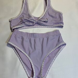 Shein Size Large lavender two piece bikini with embroidery trim